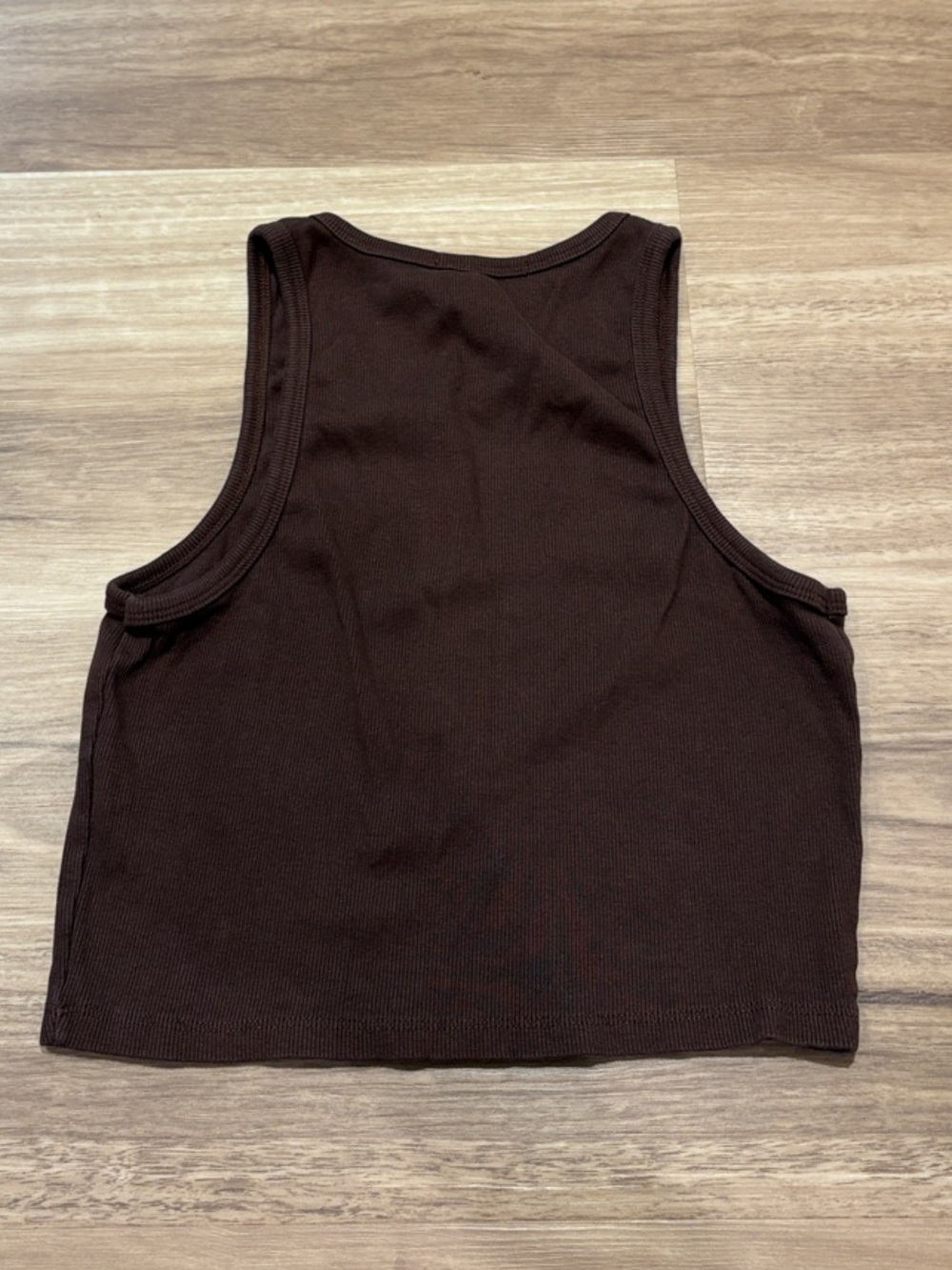 Essentials Chocolate Brown Ribbed Cropped Tank - Picture 2 of 3